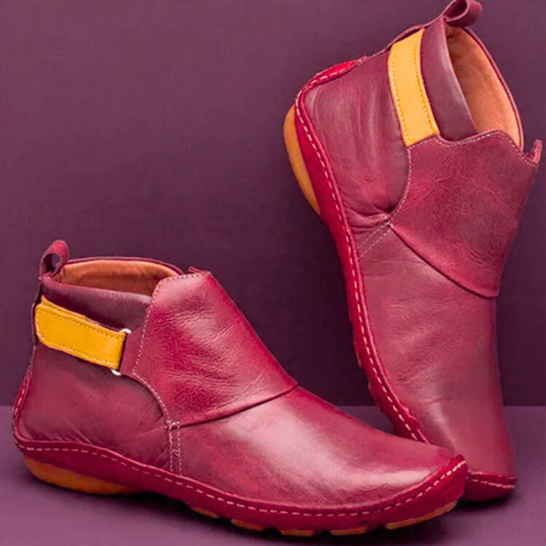 Bottines vintage femme confortables à doublure douce – Mirelda – Rouge