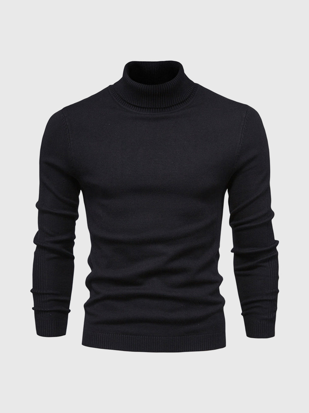 Pull col roulé homme en coton doux coupe ajustée – Bastien – Noir