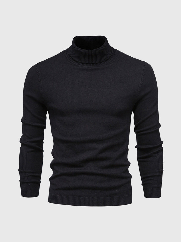 Pull col roulé homme en coton doux coupe ajustée – Bastien – Noir