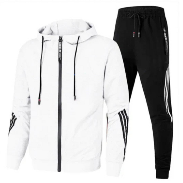 Ensemble homme sweat à capuche et pantalon streetwear moderne – David – Blanc