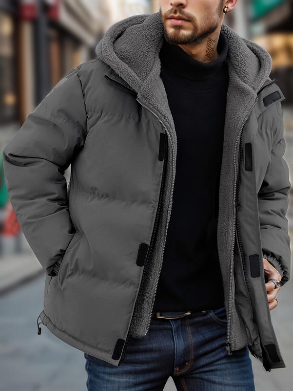 Doudoune homme matelassée à capuche doublée polaire – Mathis - Gris