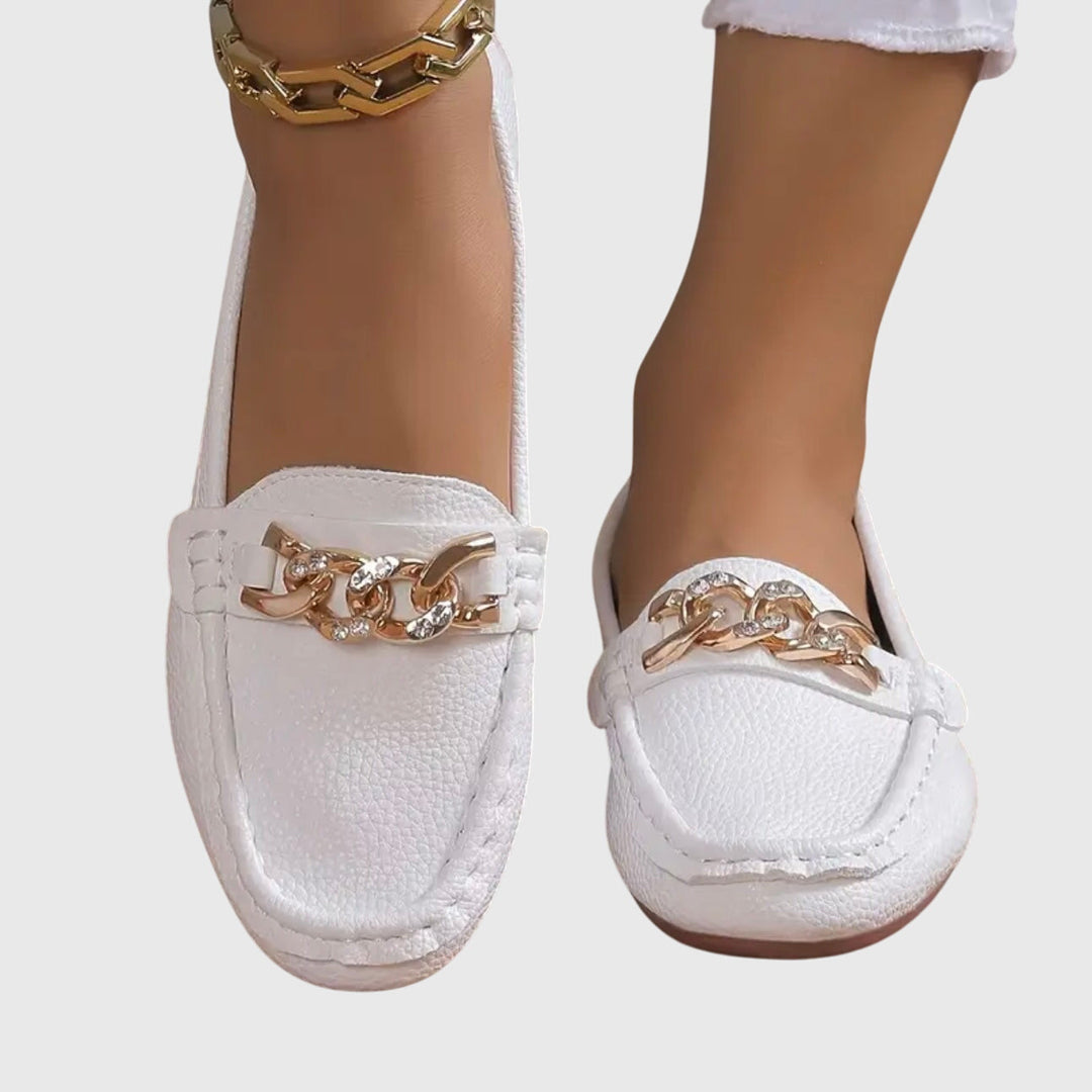 Mocassins femme orthopédiques à chaîne dorée et semelle rembourrée – Melissa – vue 9