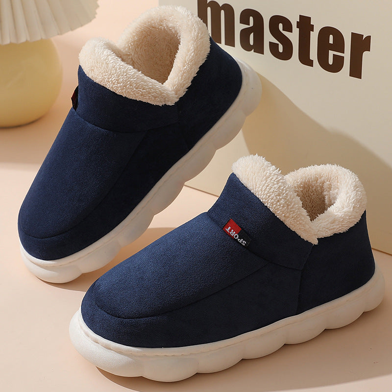 Bottines femme en daim doublées fourrure à plateforme – Elsa – Bleu marine