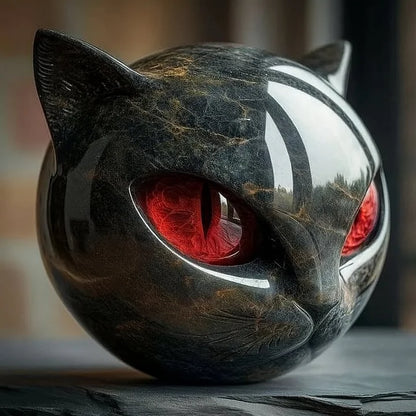 NyxCharm - Sculpture de Tête de Chat Noir Mystique