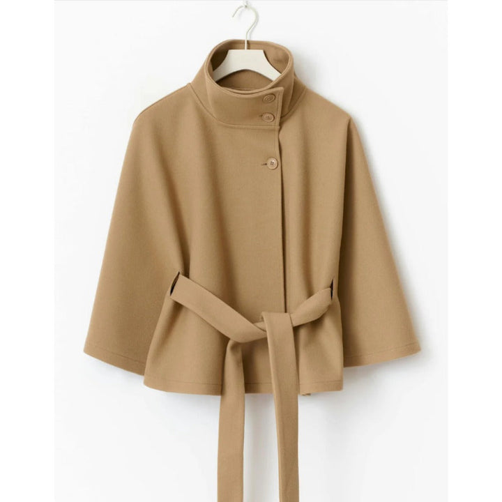 Manteau cape femme à col montant et ceinture nouée – Clémence - vue 7