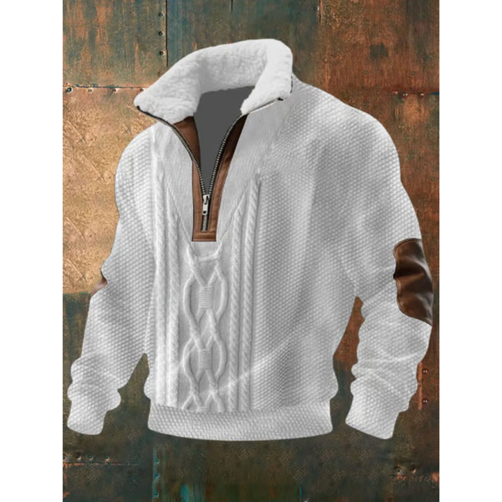 Pull homme en polaire à col haut doublé – Silvoro – Blanc