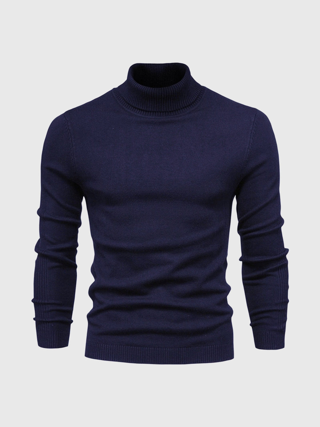 Pull col roulé homme en coton doux coupe ajustée – Bastien – Bleu foncé