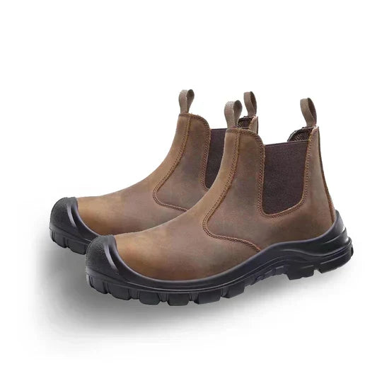 Bottines de sécurité orthopédiques en cuir – FlexToe – Marron