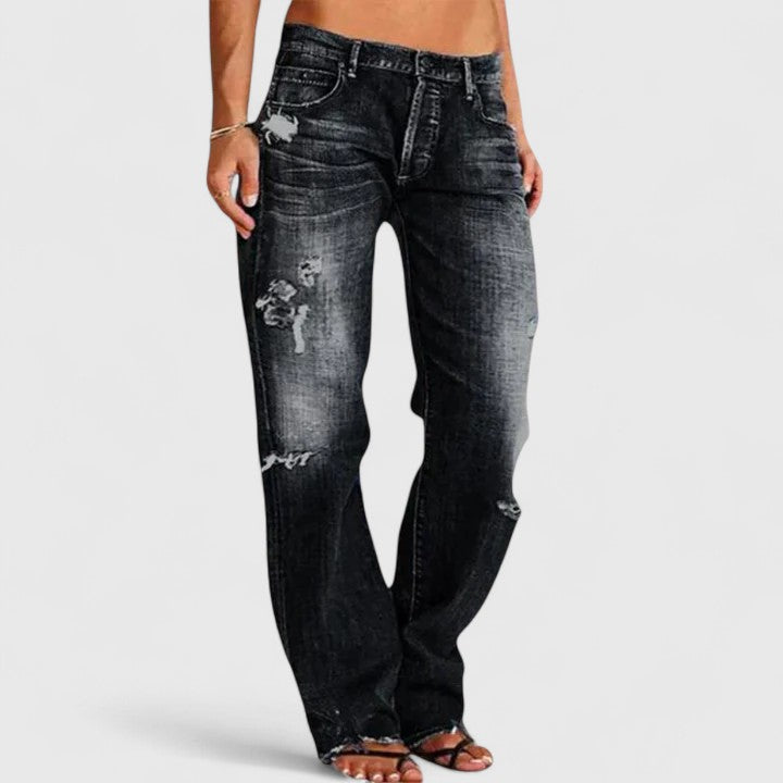 Jean bootcut femme délavé style vintage – Dakota – Noir