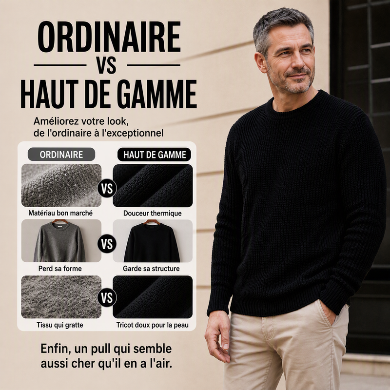 Pull homme col rond en maille texturée coupe ample – Gauthier - vue 4