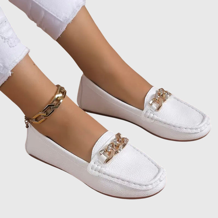 Mocassins femme orthopédiques à chaîne dorée et semelle rembourrée – Melissa – vue 10