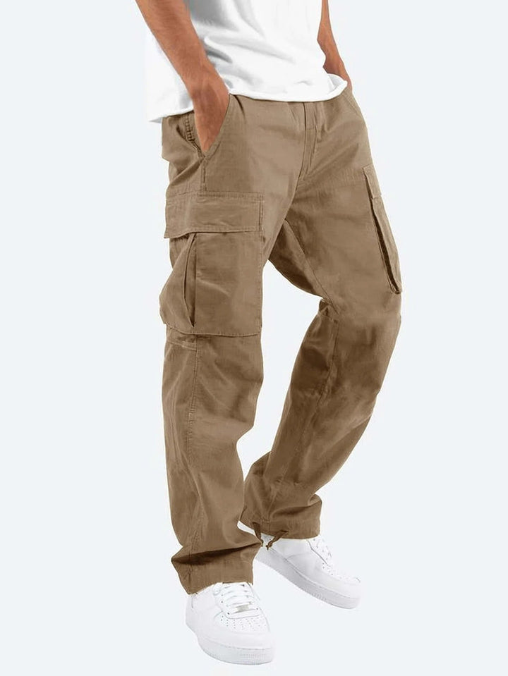Pantalon cargo homme ample en coton mélangé à chevilles resserrables – Florian - Kaki