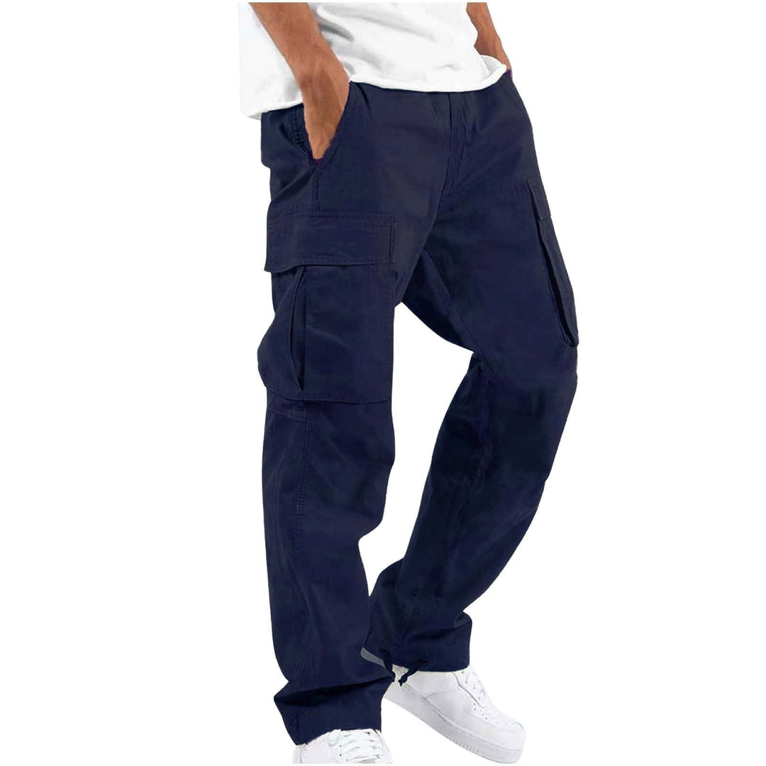 Pantalon cargo homme ample en coton mélangé à chevilles resserrables – Florian - Bleu marine