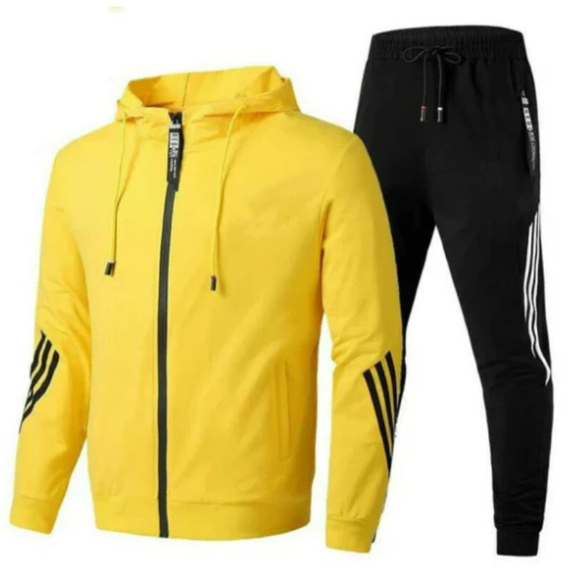 Ensemble homme sweat à capuche et pantalon streetwear moderne – David – Jaune