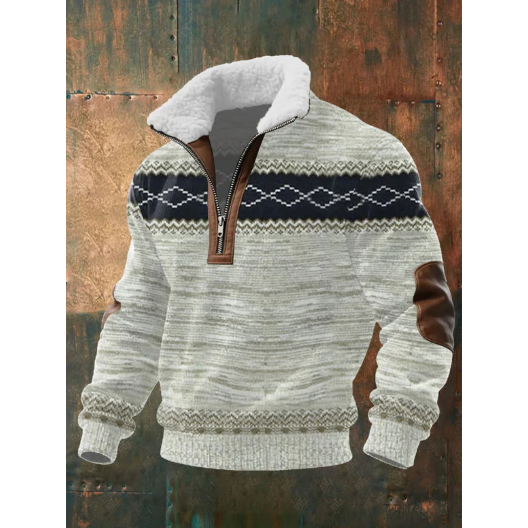 Pull homme en polaire à col haut doublé – Silvoro – vue 10
