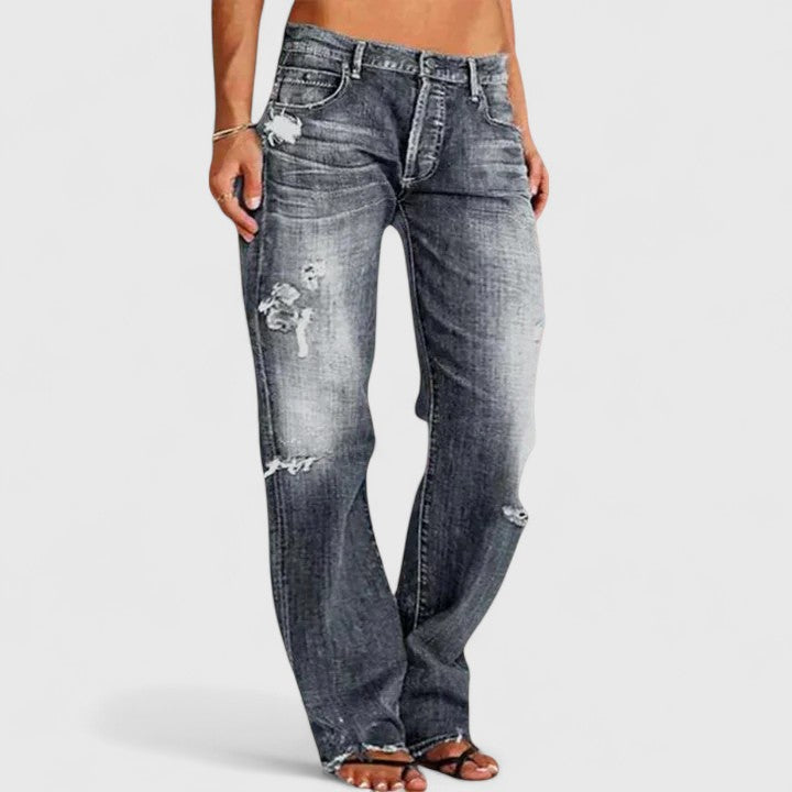 Jean bootcut femme délavé style vintage – Dakota – Gris