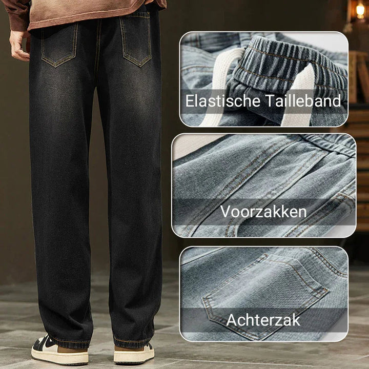 Jean droit homme coupe ample à taille élastique et cordon – Victor - vue 8
