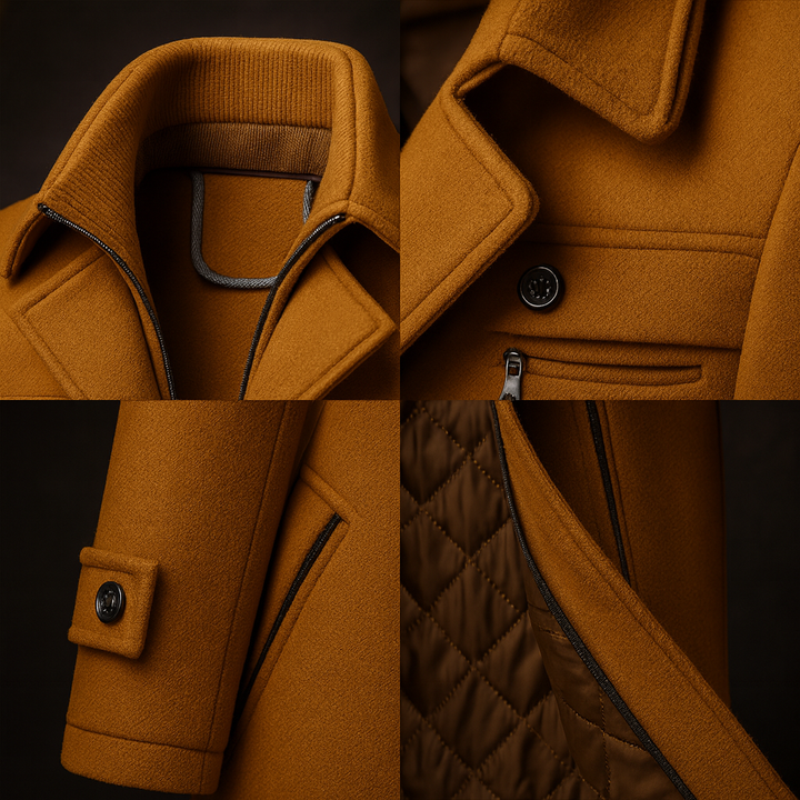 Manteau homme en laine naturelle à doublure matelassée – Édouard – vue 6