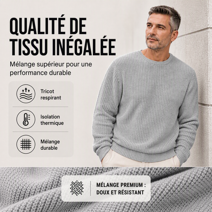 Pull homme col rond en maille texturée coupe ample – Gauthier - vue 5