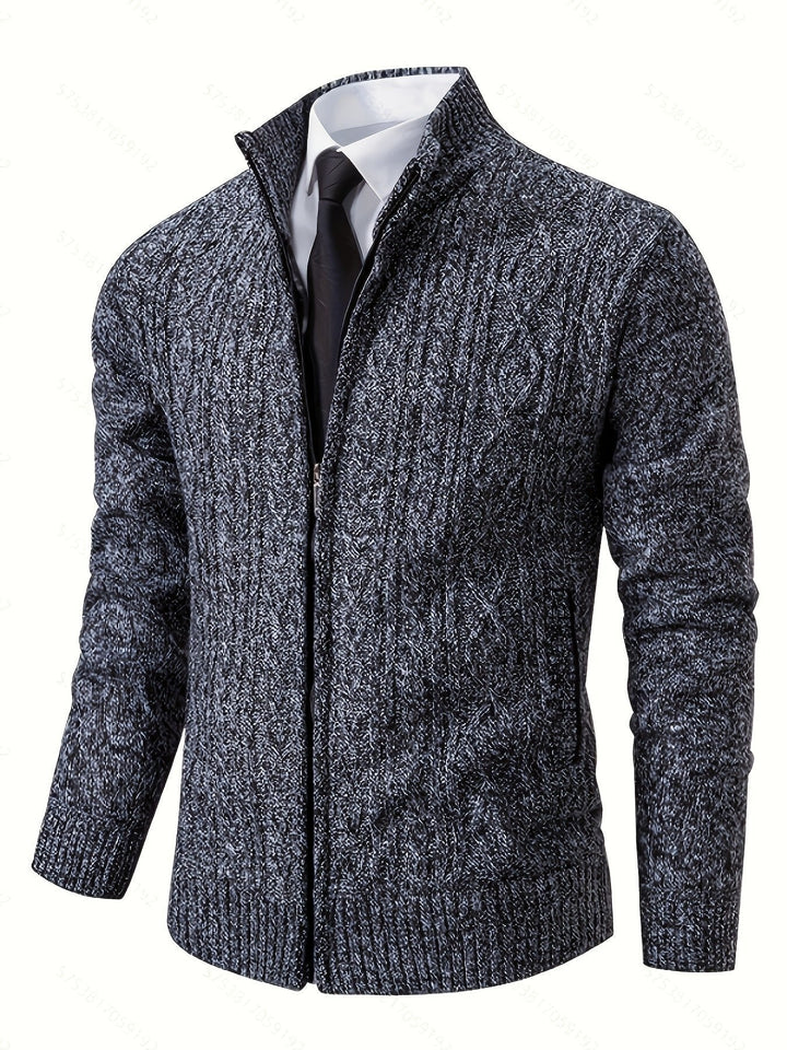 Cardigan zippé homme en maille torsadée à col montant – Henrik – vue 25