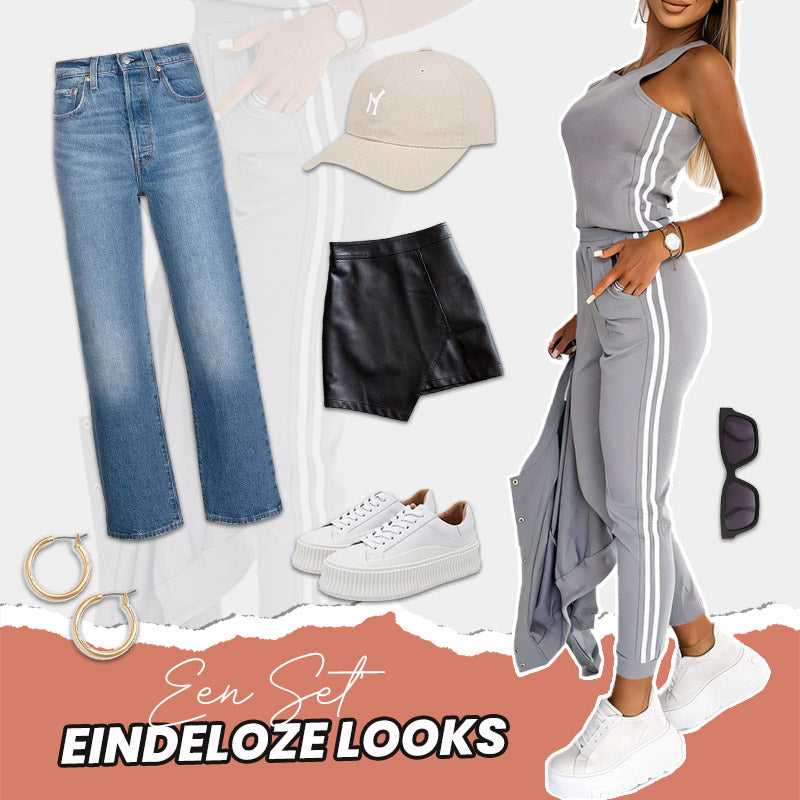 Ensemble 3 pièces femme veste teddy, débardeur et pantalon à bandes – Pauline - vue 7