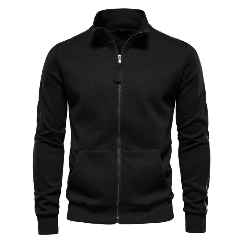Veste sweat homme zippée à col montant et poches – Adrien - Noir
