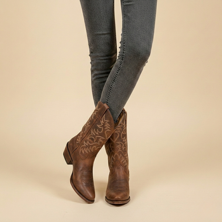 Bottines western femme en cuir à bout pointu – Amelia – vue 8