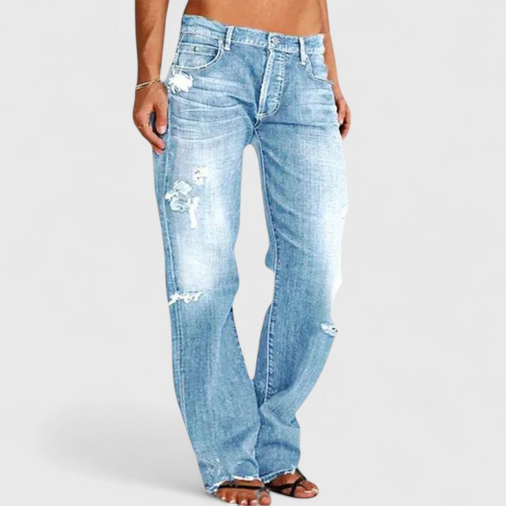 Jean bootcut femme délavé style vintage – Dakota – Bleu clair