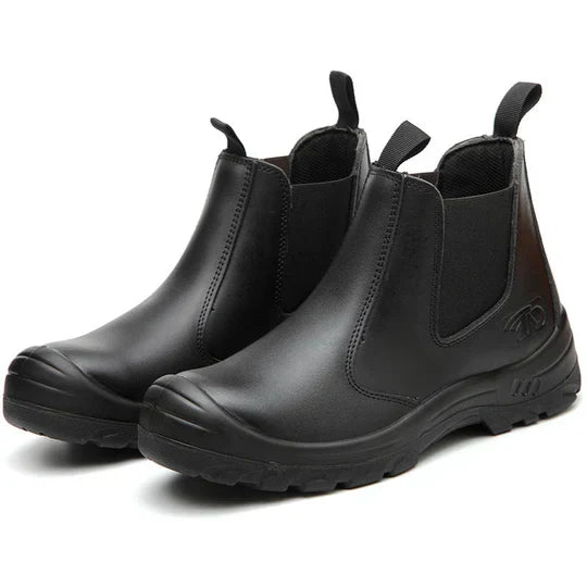 Bottines de sécurité orthopédiques en cuir – FlexToe – Noir