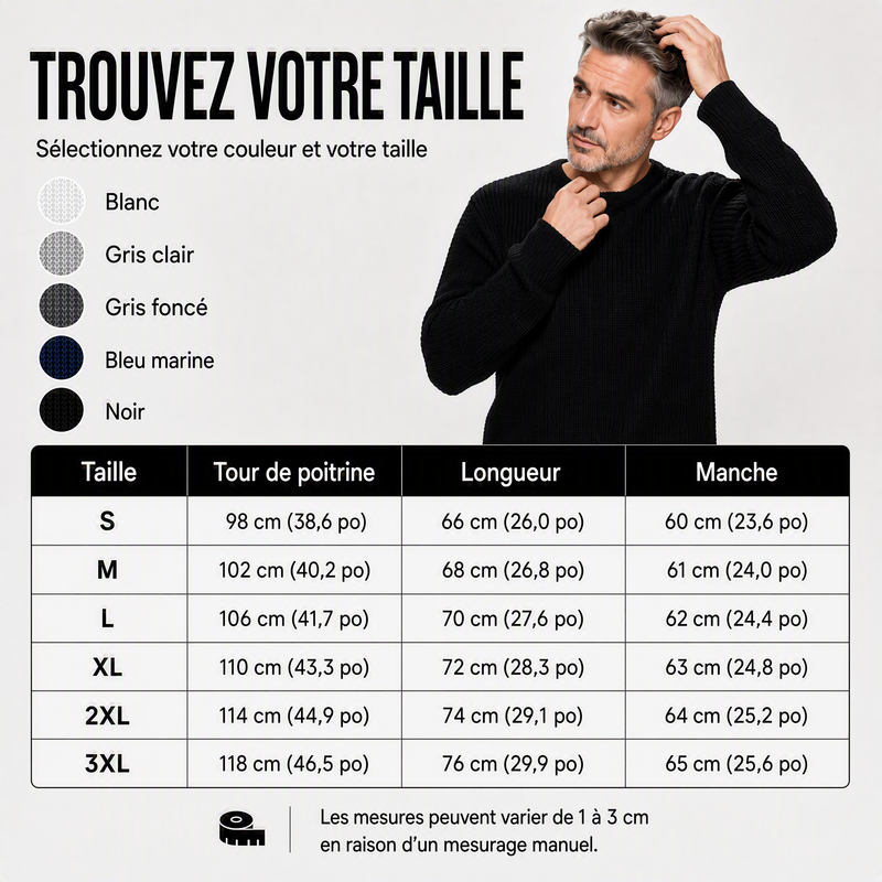 Pull homme col rond en maille texturée coupe ample – Gauthier - vue 2