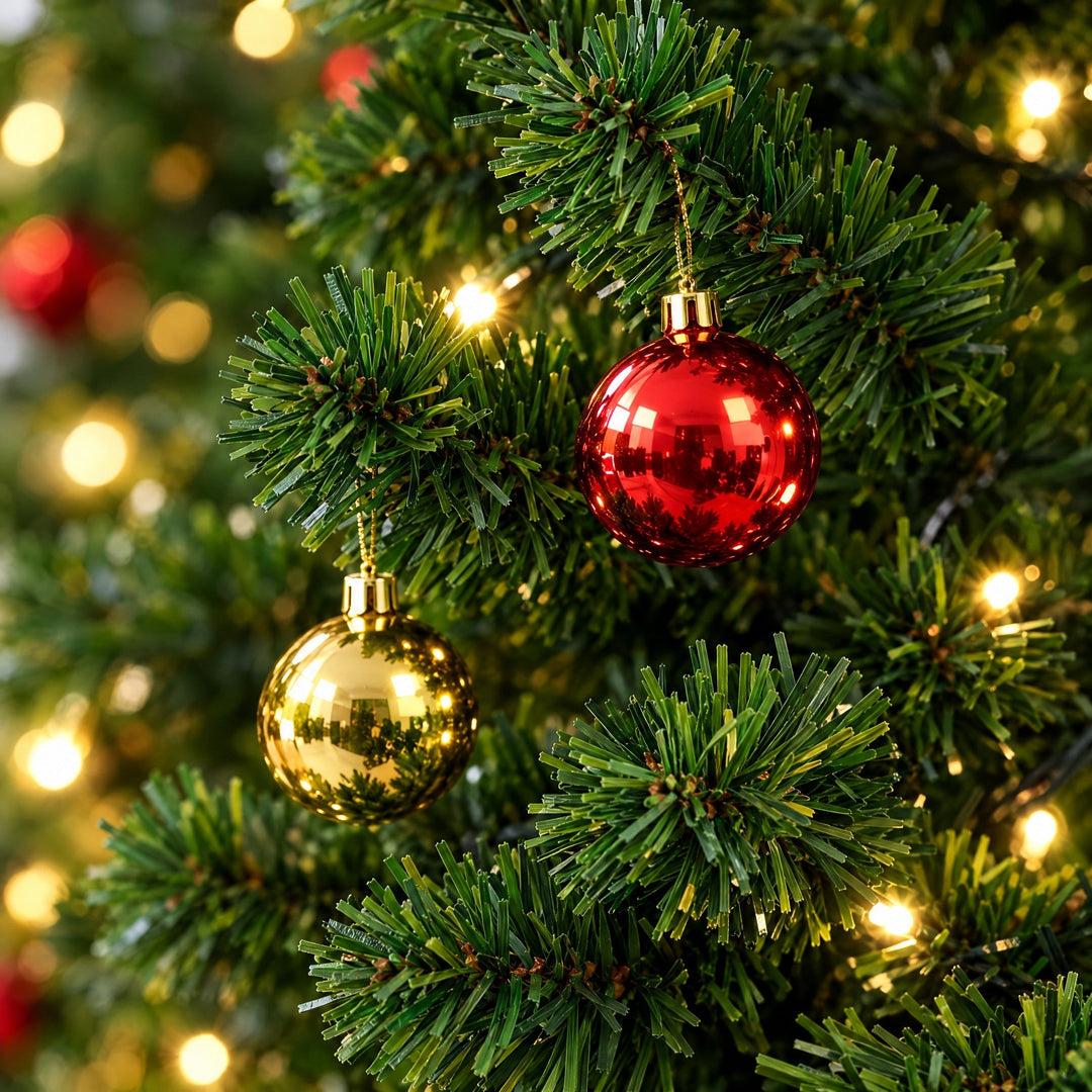 Sapin de Noël Lumineux 180 cm avec Décorations – Pin à Branches Articulées, Lumières Blanc Chaud & Télécommande