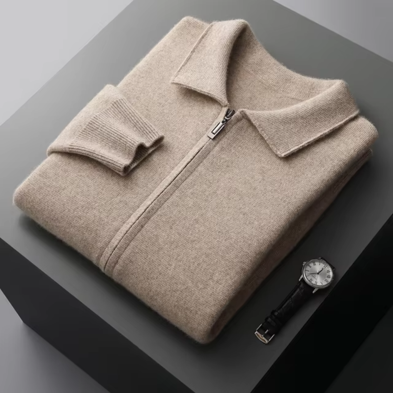Cardigan zippé homme élégant en maille – Ethan – vue 1