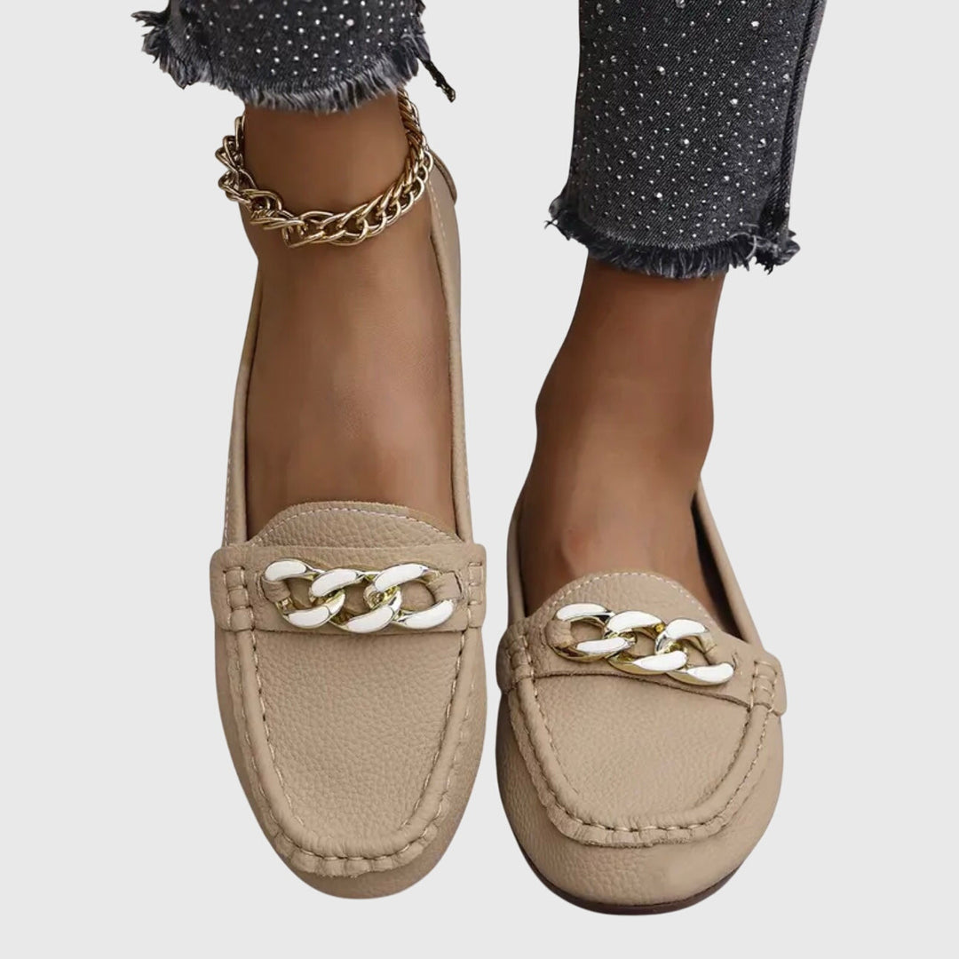 Mocassins femme orthopédiques à chaîne dorée et semelle rembourrée – Melissa – vue 3