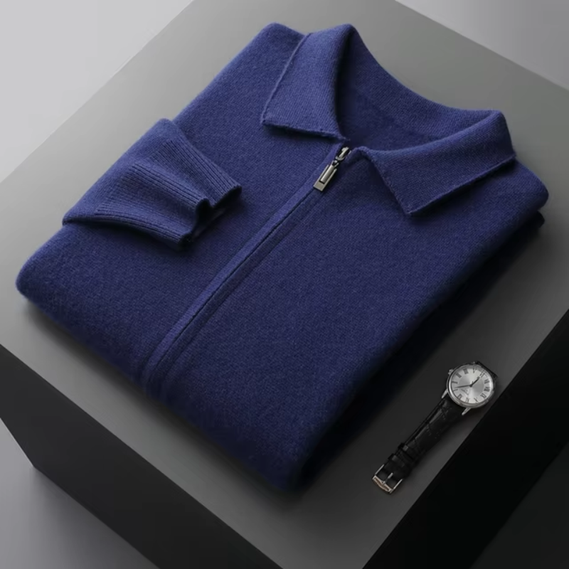 Cardigan zippé homme élégant en maille – Ethan – vue 3