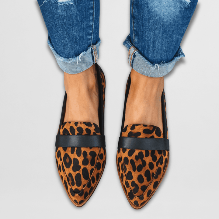 Mocassins femme orthopédiques en daim doux – Helen – Léopard
