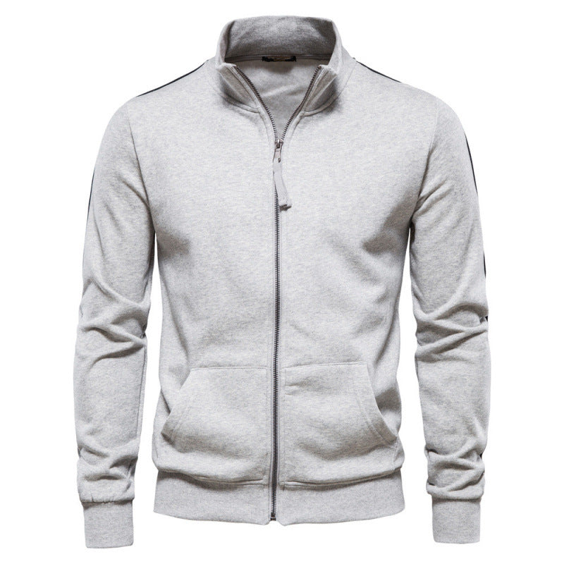 Veste sweat homme zippée à col montant et poches – Adrien - Gris