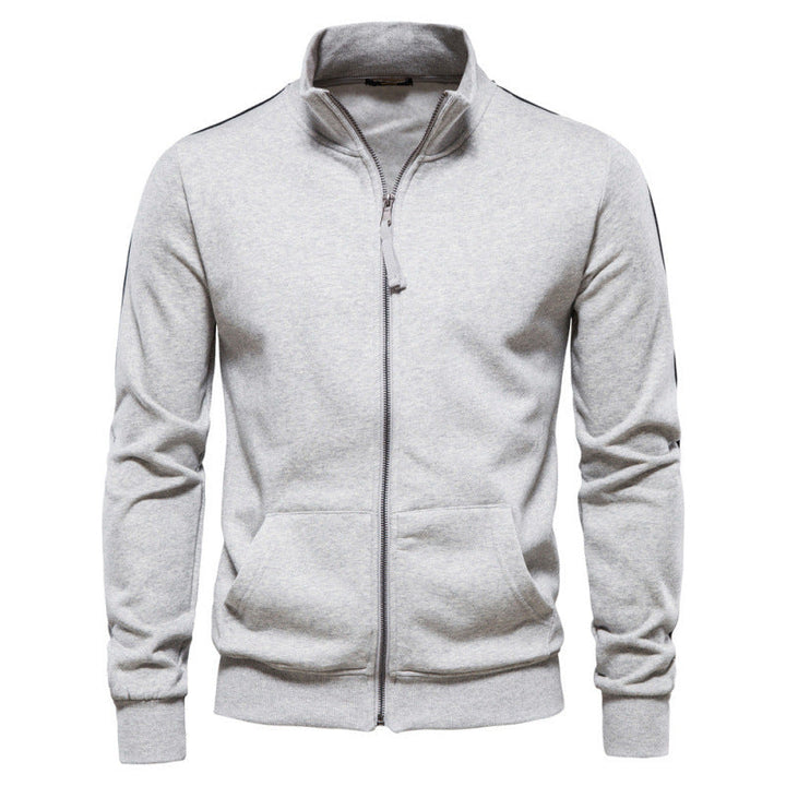 Veste sweat homme zippée à col montant et poches – Adrien - Gris