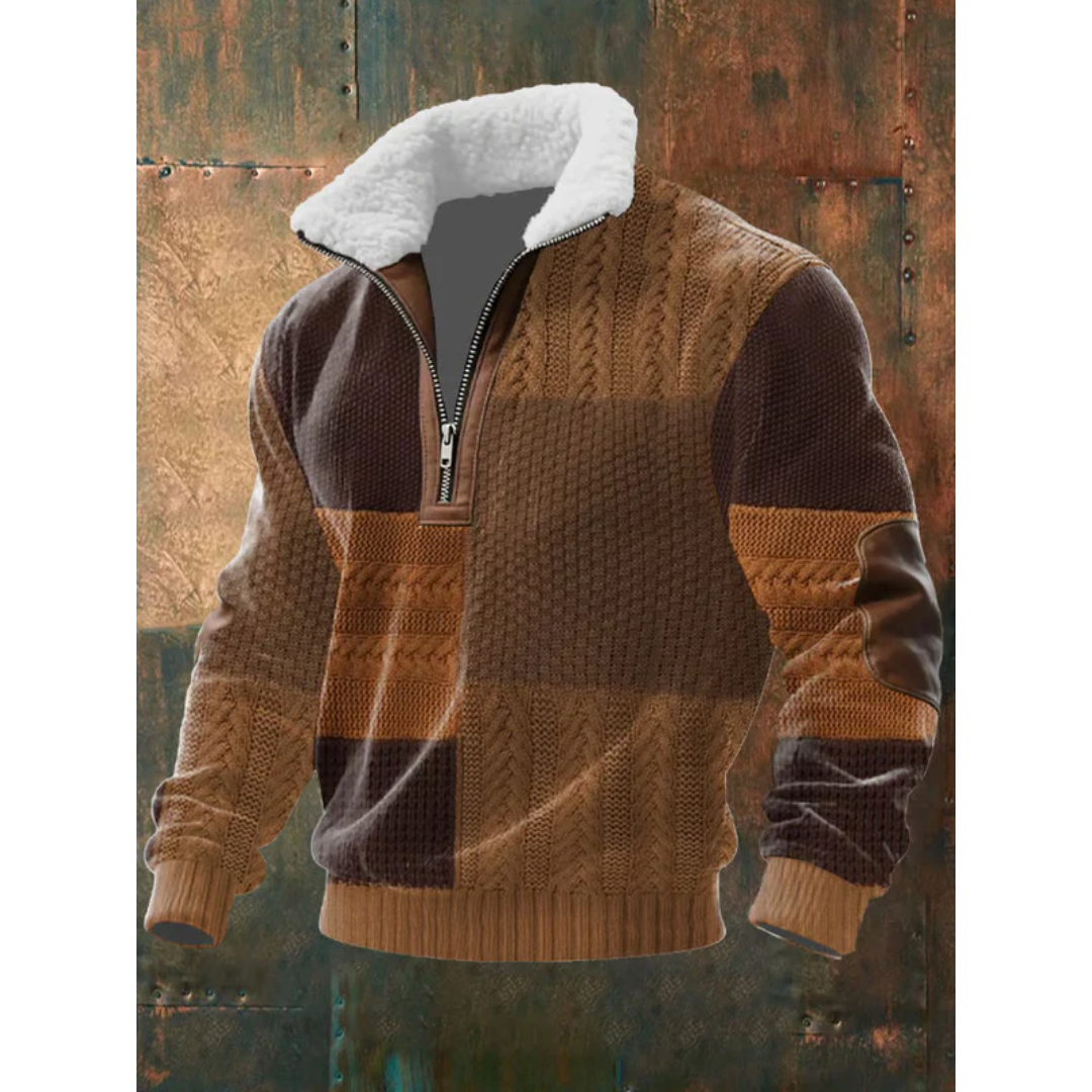 Pull homme en polaire à col haut doublé – Silvoro – vue 12