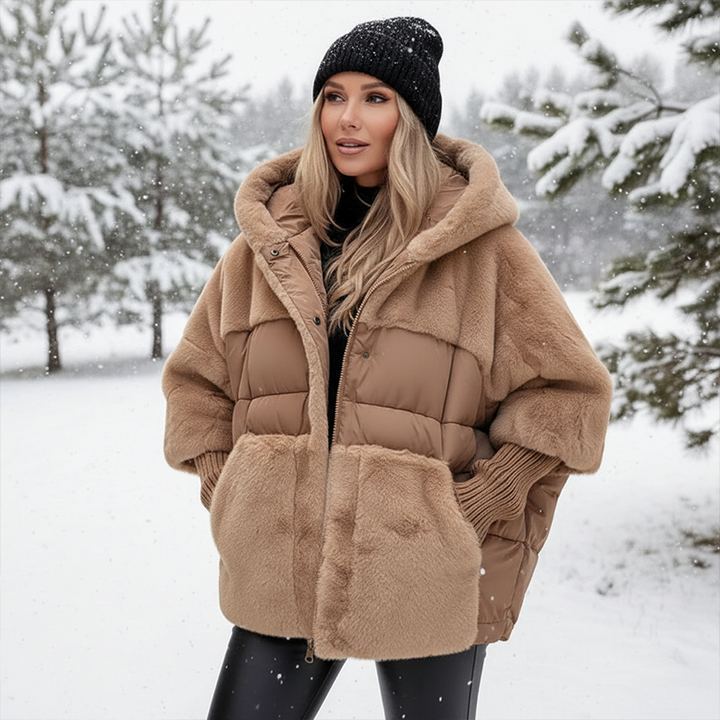 Doudoune oversize femme à capuche mêlant peluche et matelassé – Capucine - vue 7