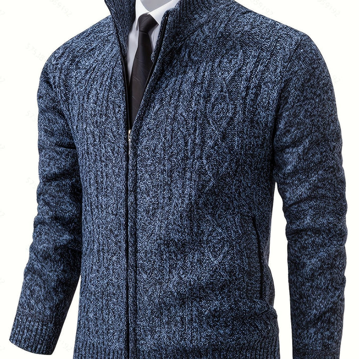 Cardigan zippé homme en maille torsadée à col montant – Henrik – vue 12