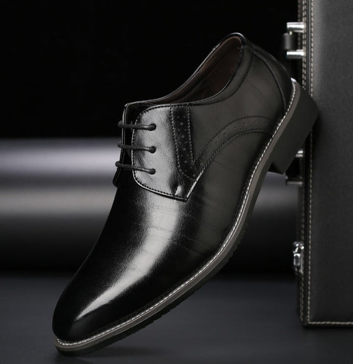 Chaussures de ville homme à lacets en cuir – Louis – Noir