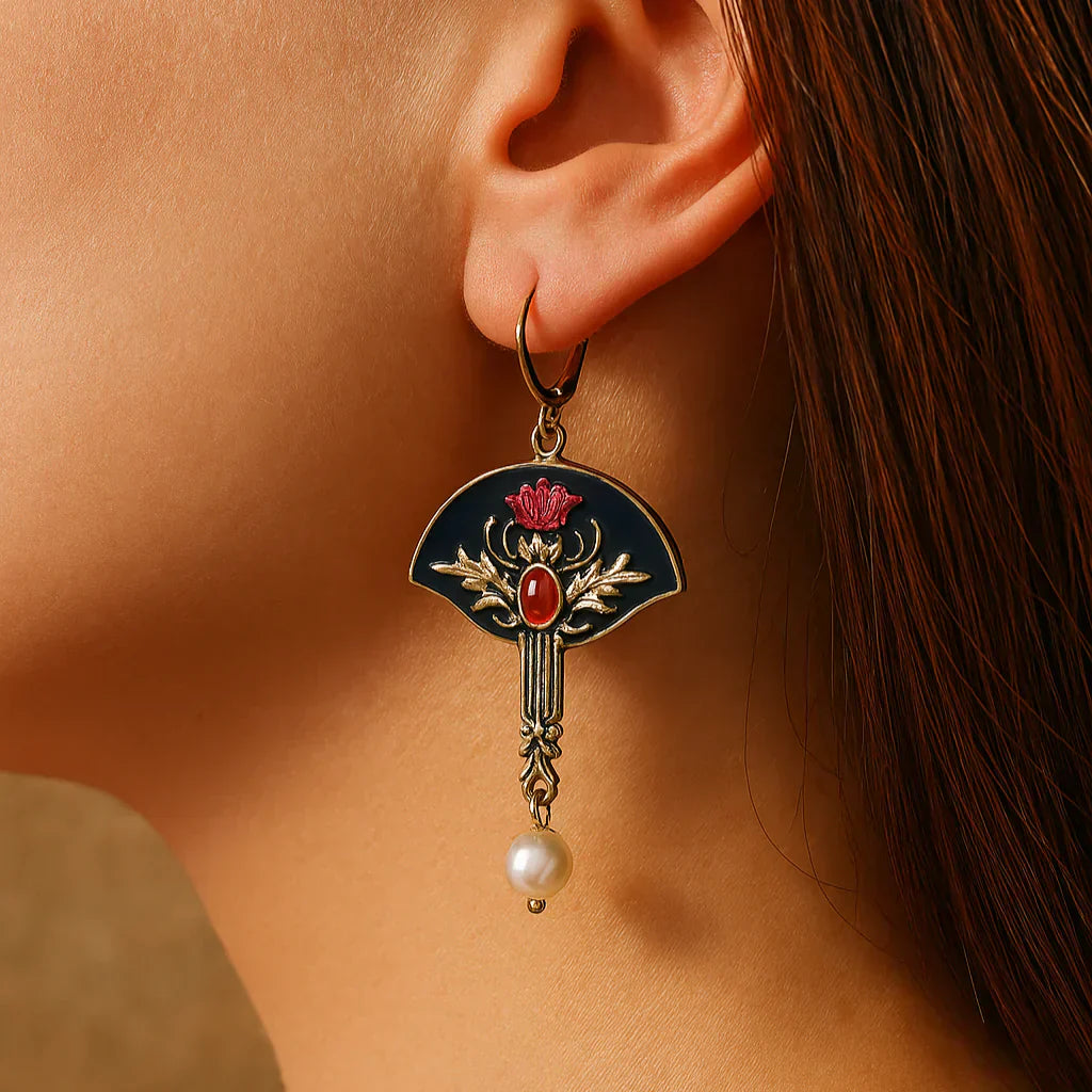 Boucles d'oreilles Vintage Perles Rouges