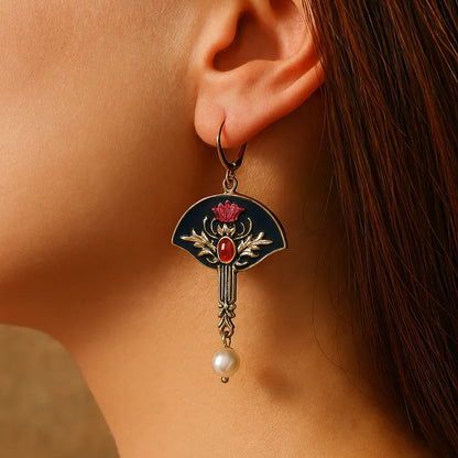 Boucles d'oreilles Vintage Perles Rouges