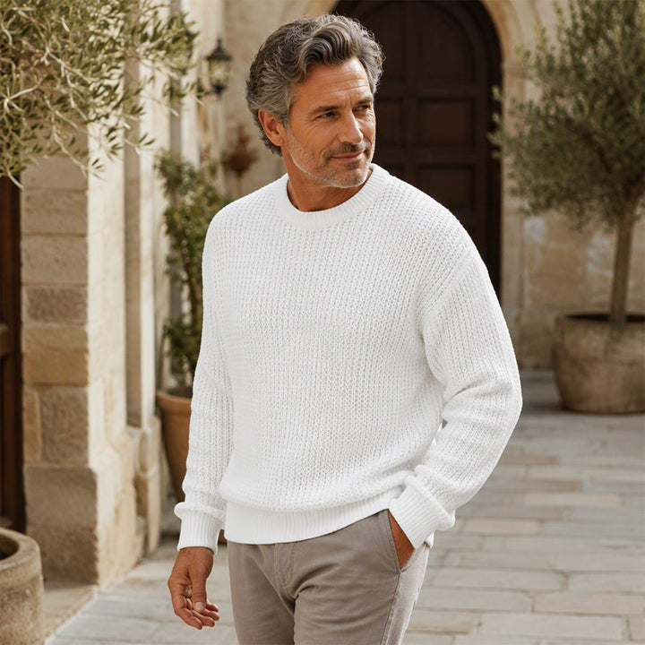 Pull homme col rond en maille texturée coupe ample – Gauthier - vue 7