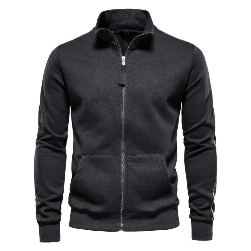 Veste sweat homme zippée à col montant et poches – Adrien - Gris foncé