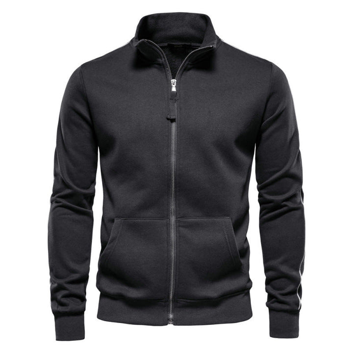 Veste sweat homme zippée à col montant et poches – Adrien - Gris foncé