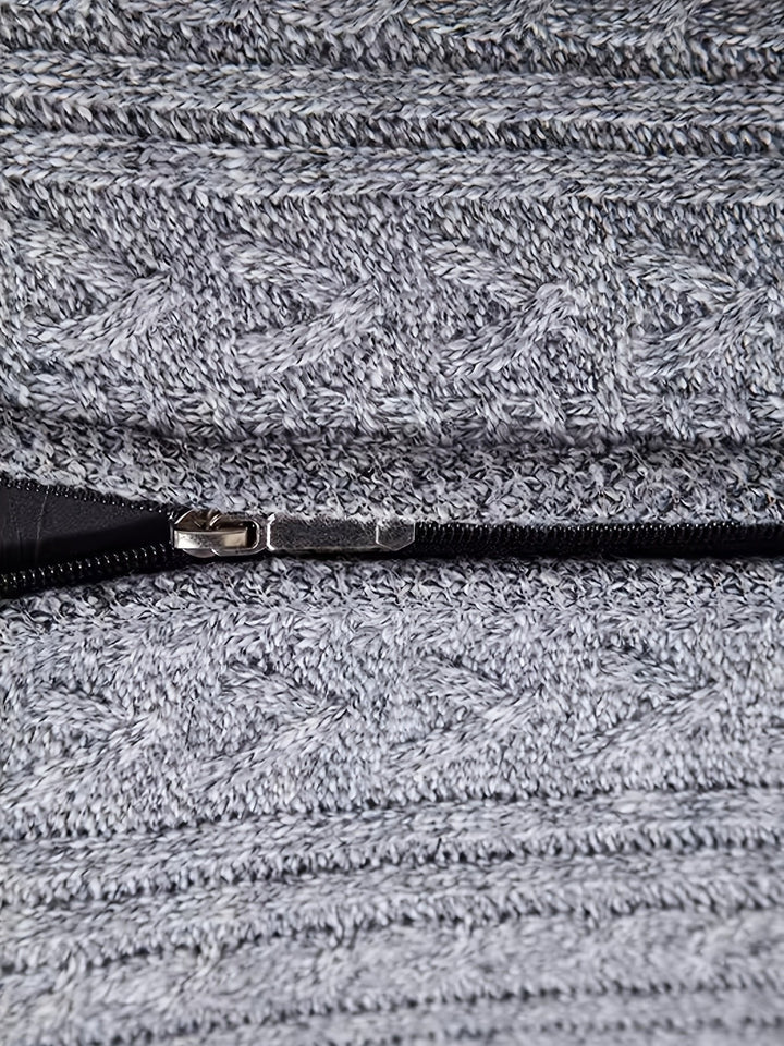 Cardigan zippé homme en maille torsadée à col montant – Henrik – vue 10