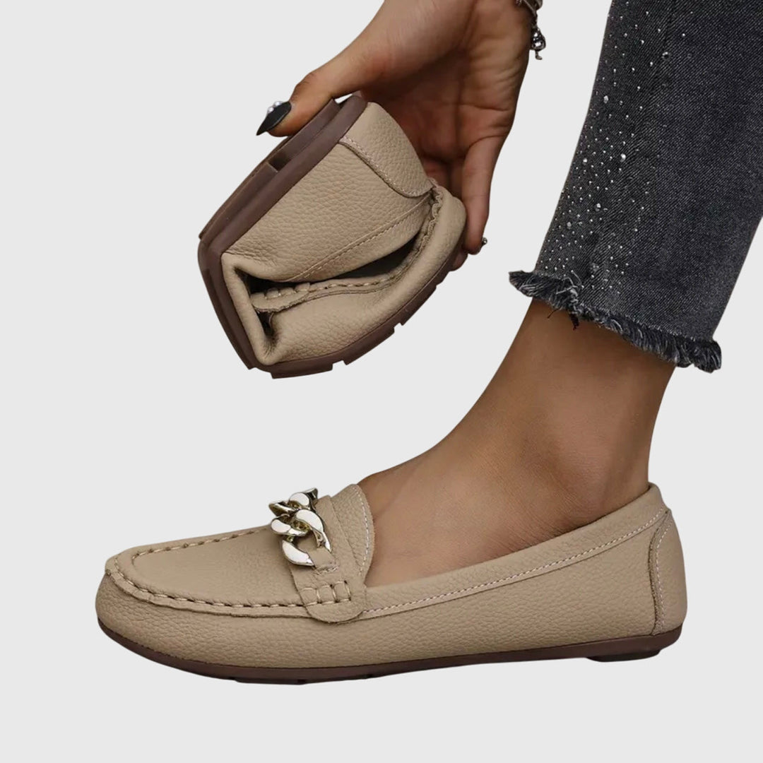 Mocassins femme orthopédiques à chaîne dorée et semelle rembourrée – Melissa – vue 5