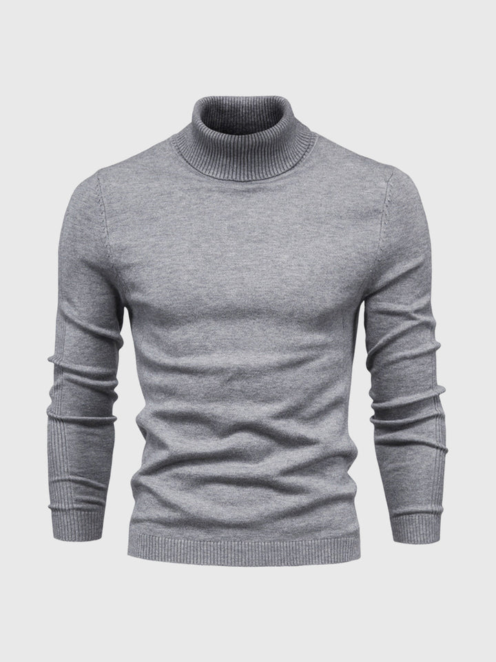 Pull col roulé homme en coton doux coupe ajustée – Bastien – Gris