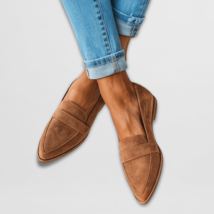 Mocassins femme orthopédiques en daim doux – Helen – Kaki